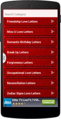 Romantic Love Letters android App screenshot 5